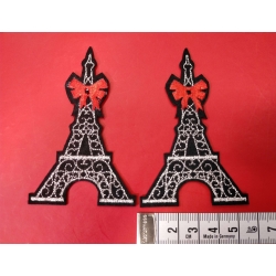 Aplikacja wieża eiffla z klejem (srebrna)